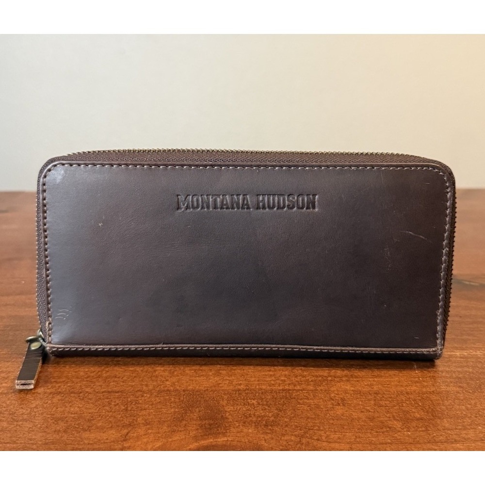 Weston Cole Montana Hudson Brown Leather Zip-Around Wallet Rustic Western $149